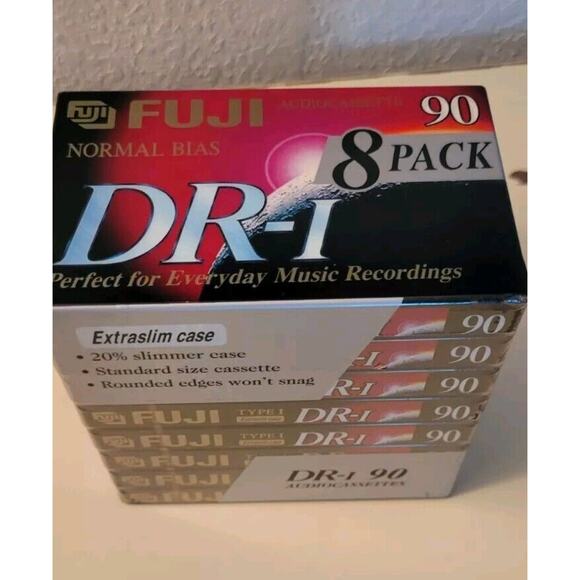 Fuji DR-I 90 Minute Blank Audio Cassette Tapes Set of 8 Normal Bias Never Opened - Picture 2 of 6